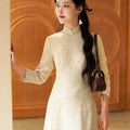 Champagne Gold Linen-Blend | A-Line Dress（南风）