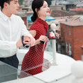 dark red polka dot|Modern one-Pieces Qipao Dress（舒萌）