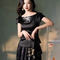 ink Black Silk Embroidered  | Sleeveless Camisole（墨莞）