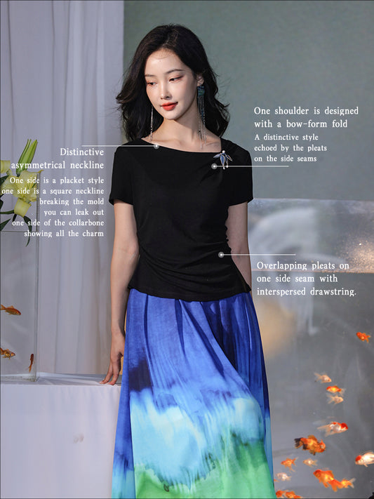 Ink and black| Modern one-Pieces Qipao blouse（昭隐）