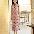 Botanical-dyed geometric prints  | Modern one-Pieces Qipao Dress（念辞）