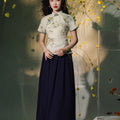 light green|Osmanthus Print Qipao top（沁寒）