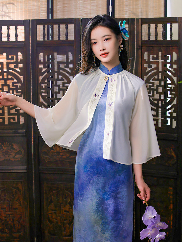 Transparent white|Butterfly Embroidery cardigan（淑蝶）