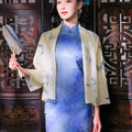 Light beige with pale blue floral prints cardigan（蔓蝶）