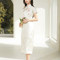 Ivory Vintage Ruyi Embroidery  | Modern one-Pieces Qipao Dress（玉茗）