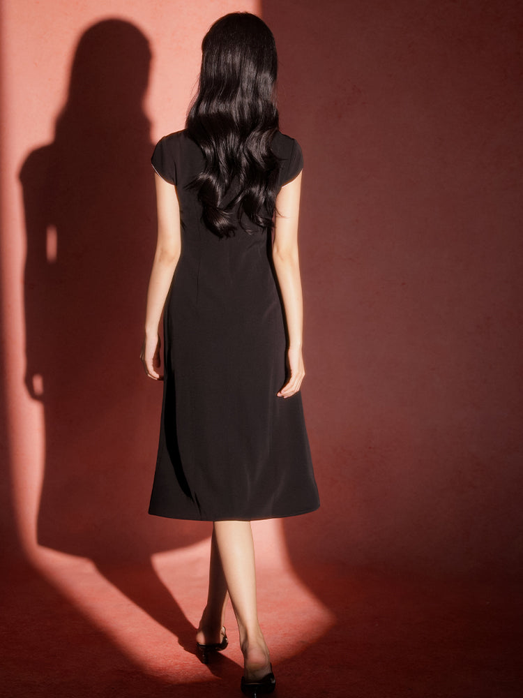 Sumi Black Artisan Embroidery | Neo-Chinese Dress（如苑）