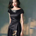 ink Black Silk Embroidered  | Sleeveless Camisole（墨莞）