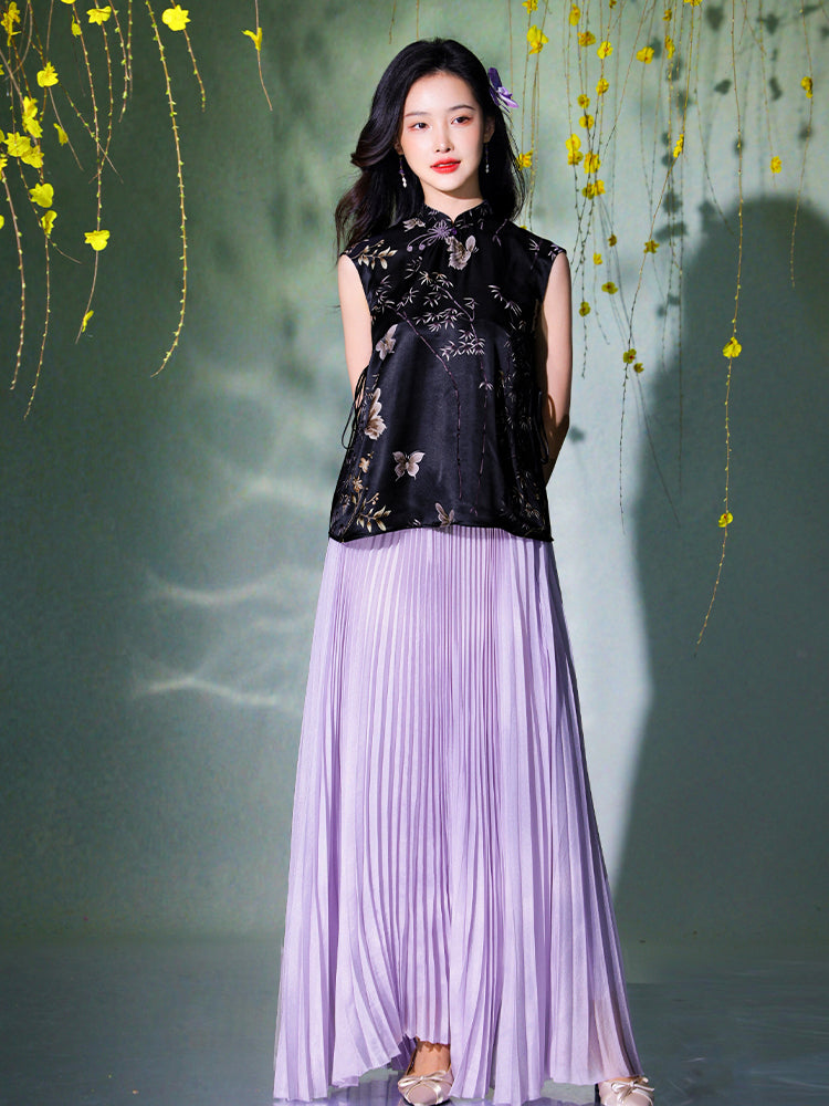 Deep purple - gray tone| Modern one-Pieces Qipao Top（阑霏）
