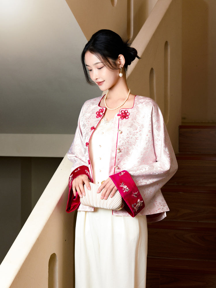 Vintage-Inspired Republic Era Schoolgirl Dress  | Velvet Cheongsam Top（琳悦）