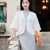 White |Qipao-Inspired Kimono Wrap with Floral Stitchwork(鹤云) - E·Beauty