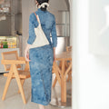 Indigo Cotton-Linen Tie-Dye | Modern one-Pieces Qipao Dress（清宇）