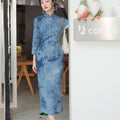 Indigo Cotton-Linen Tie-Dye | Modern one-Pieces Qipao Dress（清宇）