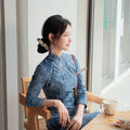 Indigo Cotton-Linen Tie-Dye | Modern one-Pieces Qipao Dress（清宇）