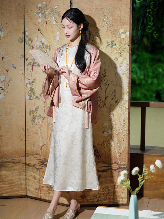 Dianthus Pink Embossed Jacquard  | Silk Cover-Up（晴妍）