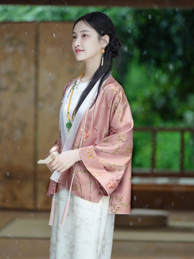 Dianthus Pink Embossed Jacquard  | Silk Cover-Up（晴妍）