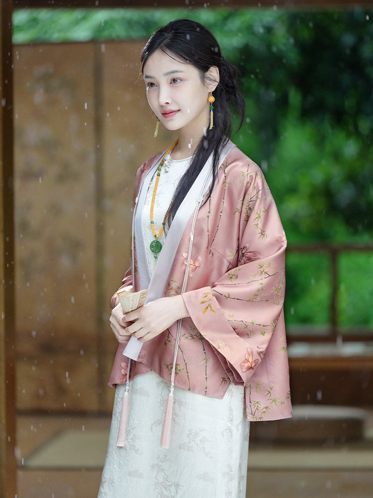 Dianthus Pink Embossed Jacquard  | Silk Cover-Up（晴妍）