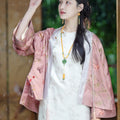 Dianthus Pink Embossed Jacquard  | Silk Cover-Up（晴妍）