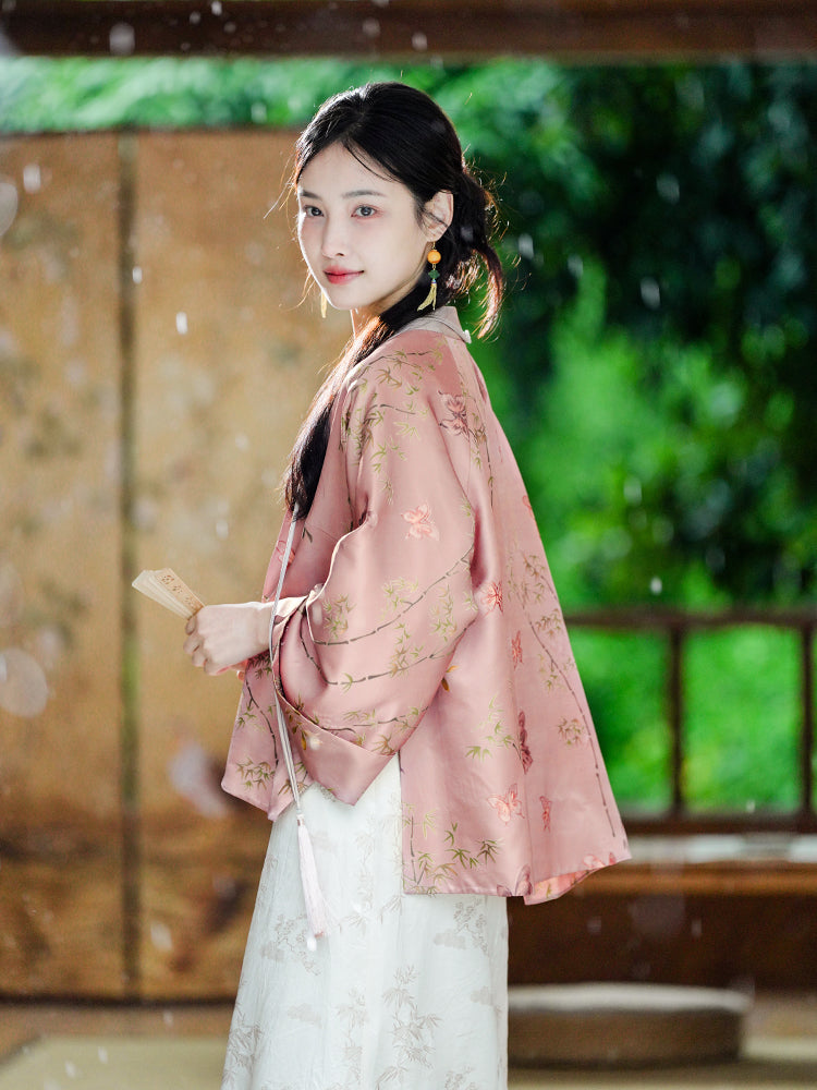 Dianthus Pink Embossed Jacquard  | Silk Cover-Up（晴妍）