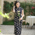 Blue cloth print|Modern one-Pieces Qipao Dress（幽荷）