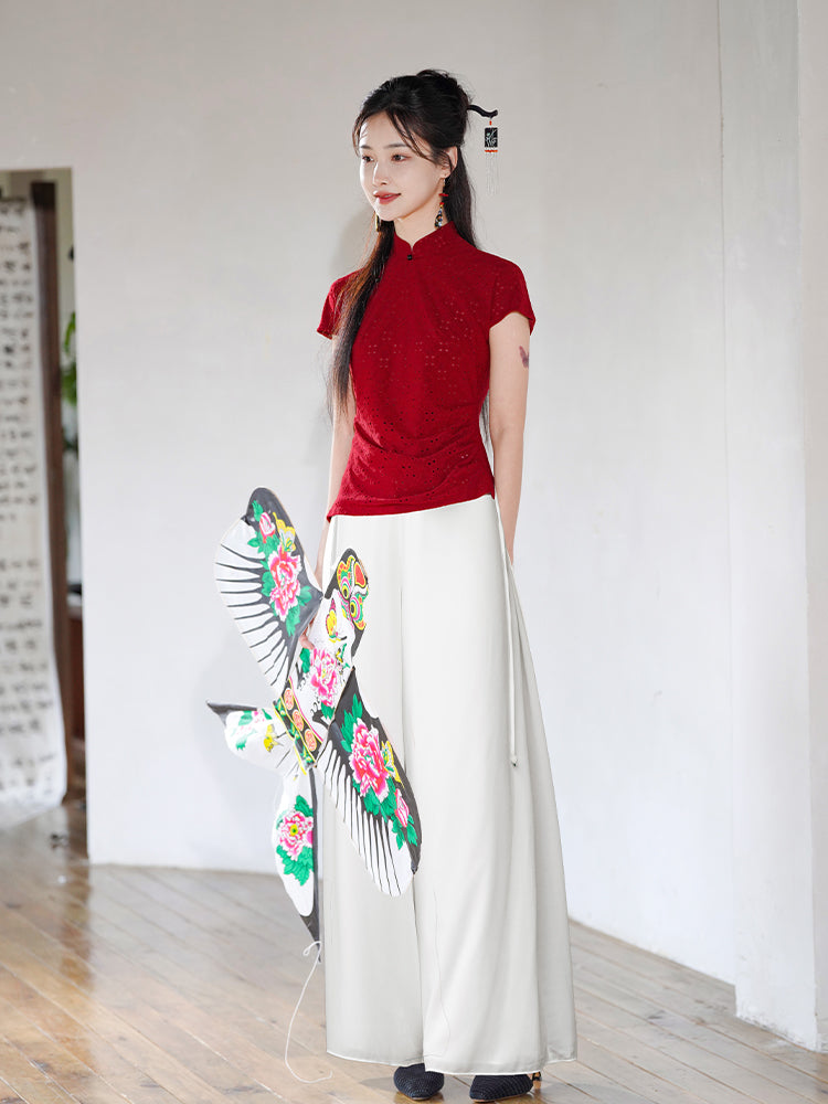 reddish color|Modern one-Pieces Qipao top（胭华）