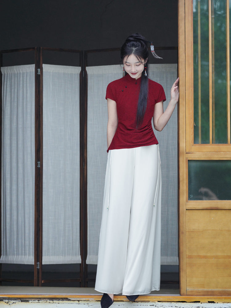 reddish color|Modern one-Pieces Qipao top（胭华）
