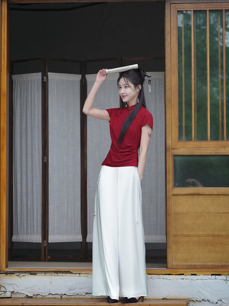 reddish color|Modern one-Pieces Qipao top（胭华）
