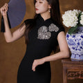 Black Haute couture beadwork| Modern one-Pieces Qipao Dress（香薷） - E·Beauty