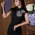 Black Haute couture beadwork| Modern one-Pieces Qipao Dress（香薷） - E·Beauty