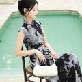Water-ink print | Full-length flared skirt（墨卿） - E·Beauty