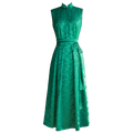 Couture-grade emerald acetate twill | Full-length flared skirt（雀华） - E·Beauty