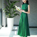 Couture-grade emerald acetate twill | Full-length flared skirt（雀华） - E·Beauty