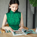 Couture-grade emerald acetate twill | Full-length flared skirt（雀华） - E·Beauty