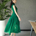 Couture-grade emerald acetate twill | Full-length flared skirt（雀华） - E·Beauty