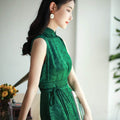 Couture-grade emerald acetate twill | Full-length flared skirt（雀华） - E·Beauty