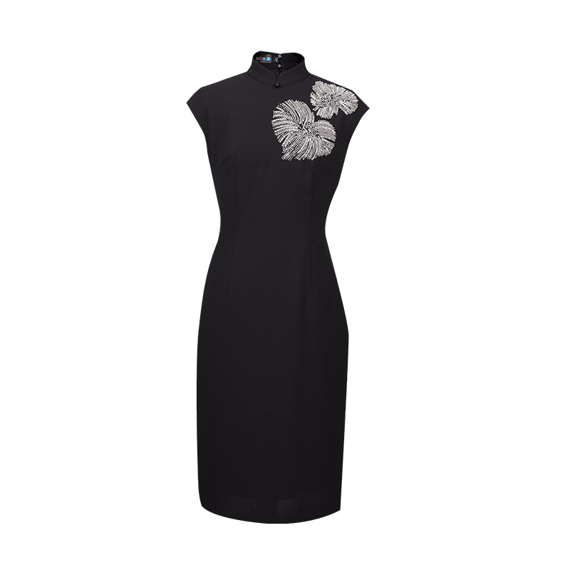 Black Haute couture beadwork| Modern one-Pieces Qipao Dress（香薷） - E·Beauty