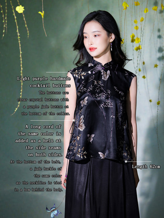 Deep purple - gray tone| Modern one-Pieces Qipao Top（阑霏）