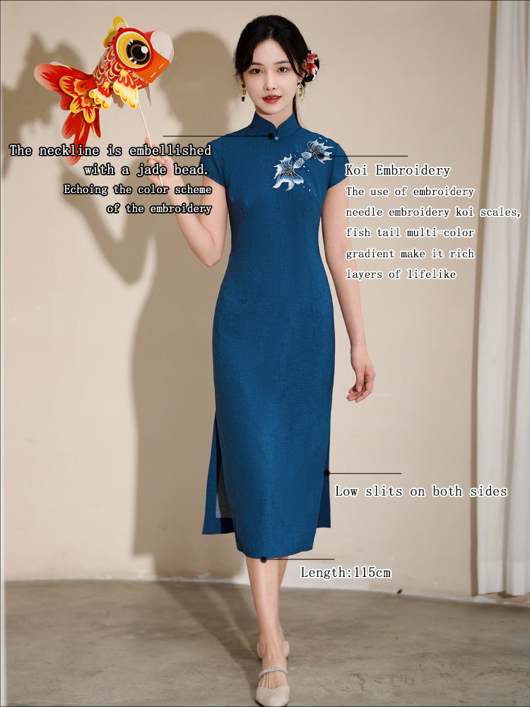 Koi Embroidery|Modern one-Pieces Qipao Dress（锦婉）