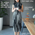 black and white stripes|Modern one-Pieces Qipao Dress（香嵩）