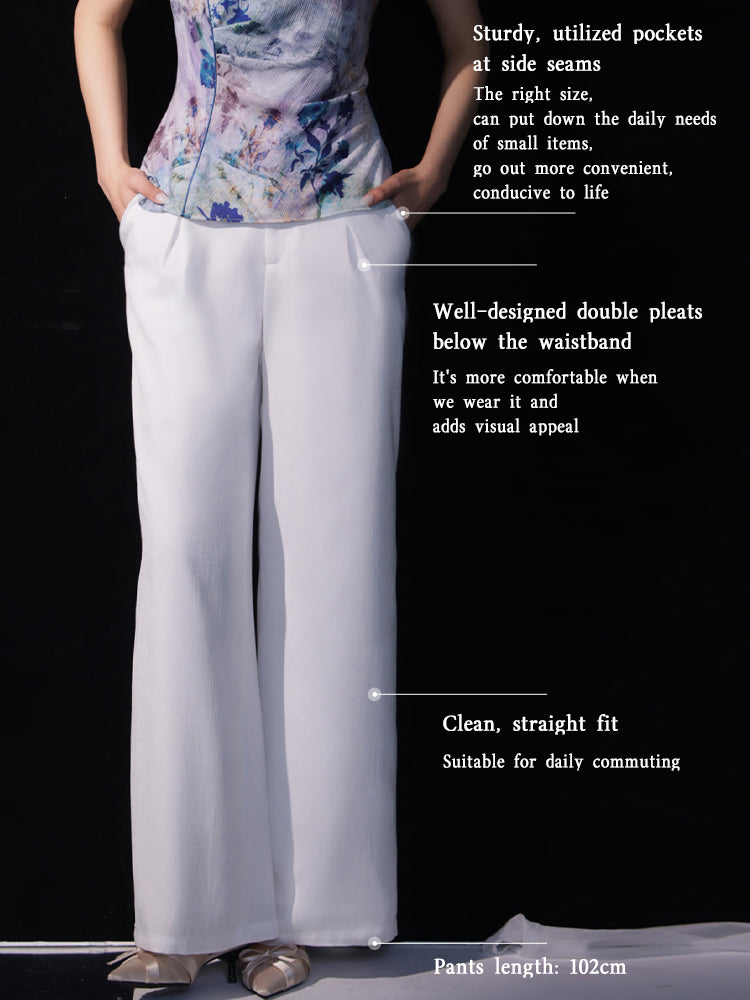 Linen White|straight legged pants（岫白）