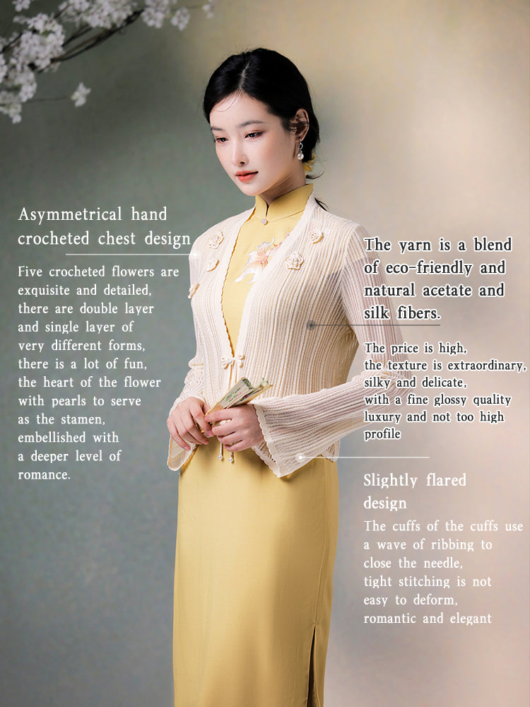 Knit Crochet|Micro Flared Sleeves Knit Cardigan(倾黎）