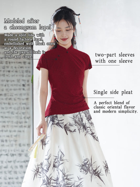 reddish color|Modern one-Pieces Qipao top（胭华）