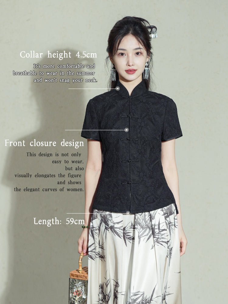 ink and black|Modern one-Pieces Chinese style shirt(月吟）