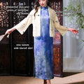 Light beige with pale blue floral prints cardigan（蔓蝶）
