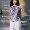 Blue, purple and orange coloring|Modern one-Pieces Qipao top（叶栀）