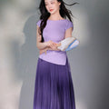 Frosted Acetate Wool Shirred Boatneck | Neo-Chinese Top(博初)