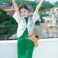 Green acetate jacquard fabric| Modern one-Pieces Qipao Dress（翠微） - E·Beauty
