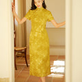 Blue-and-White Porcelain Botanical Indigo Silk | Modern one-Pieces Qipao Dress (箐黛)
