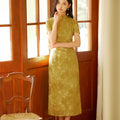 Blue-and-White Porcelain Botanical Indigo Silk | Modern one-Pieces Qipao Dress (箐黛)