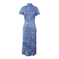 Blue-and-White Porcelain Botanical Indigo Silk | Modern one-Pieces Qipao Dress (箐黛)