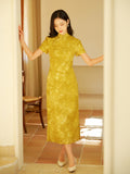Blue-and-White Porcelain Botanical Indigo Silk | Modern one-Pieces Qipao Dress (箐黛)